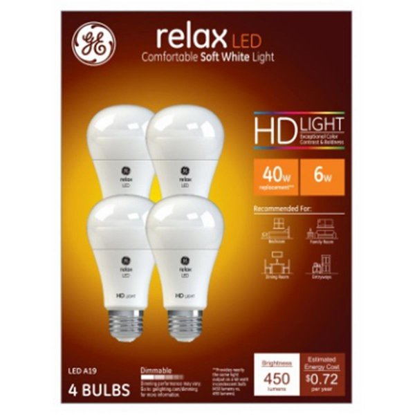 Current 6W A19 Shape Soft White Light Color Bulb, 4PK 240106